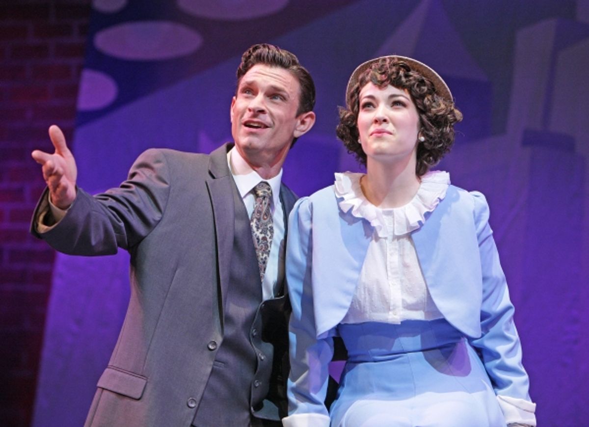  Desperate Broadway producer Julian Marsh (Damon Kirsche) encourages chorus girl Peggy Sawyer (Tessa Grady) to listen to Ã¢â‚¬Å“The Lullaby of Broadway'' at 