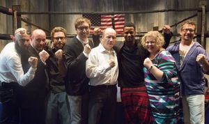 Mike Durst (lights), John Tovar (fight director), Joe Court (sound), Brett Neveu (playwright), Guy Van Swearingen, Kamal Angelo Bolden, Karen Kessler (director, and Joey Wade (set) @ BroadwayWorld Mike Durst (lights), John Tovar (fight director), Joe Court (sound), Brett Neveu (pla Photo