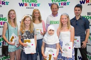 Winners: Freya Carter, Susanna Tredinnick, Rhian Hutchings, Liya Khan, Michael Morpurgo, Caitlin Wilkins and Chris Pritchard. @ BroadwayWorld Winners: Freya Carter, Susanna Tredinnick, Rhian Hutchings, Liya Khan, Michael Morpur Photo