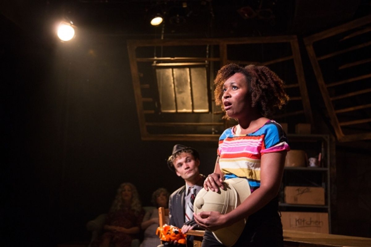 Left to Right (including background): Kevin Bishop as Miss Forcible, Caitlin Jackson as Miss Spink, Kevin Webb as Cat, Sheridan Singleton as Coraline. at 