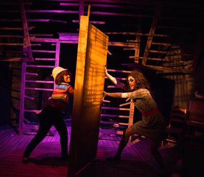 Sheridan Singleton as Coraline, Ryan Lanning as Other Mother.  Photo
