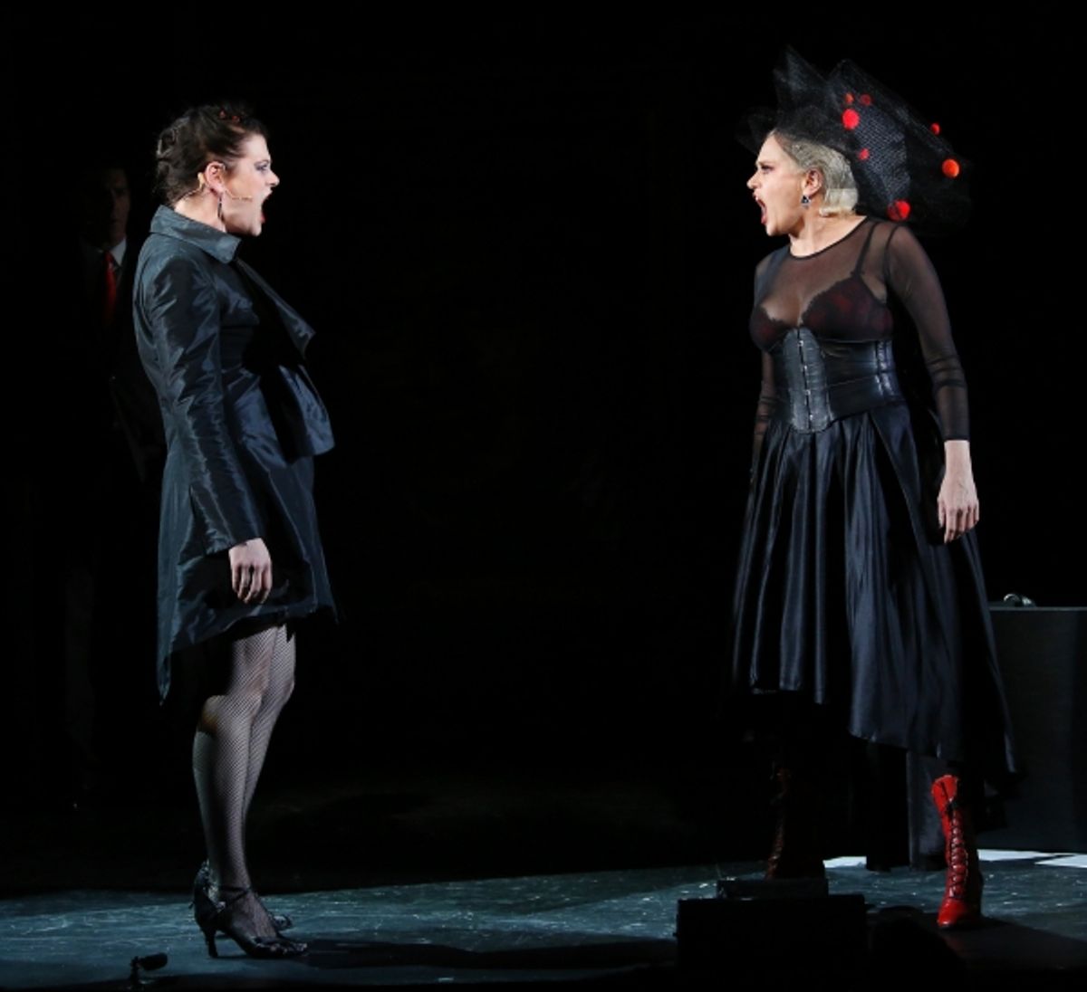 KATE SHINDLE as Asrun and CADY HUFFMAN as Manuela at 