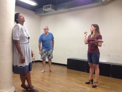 Suzanne Froix as Billie Holiday, Orlando Iriarte as Joe Glaser and Kristen Gehling as Photo