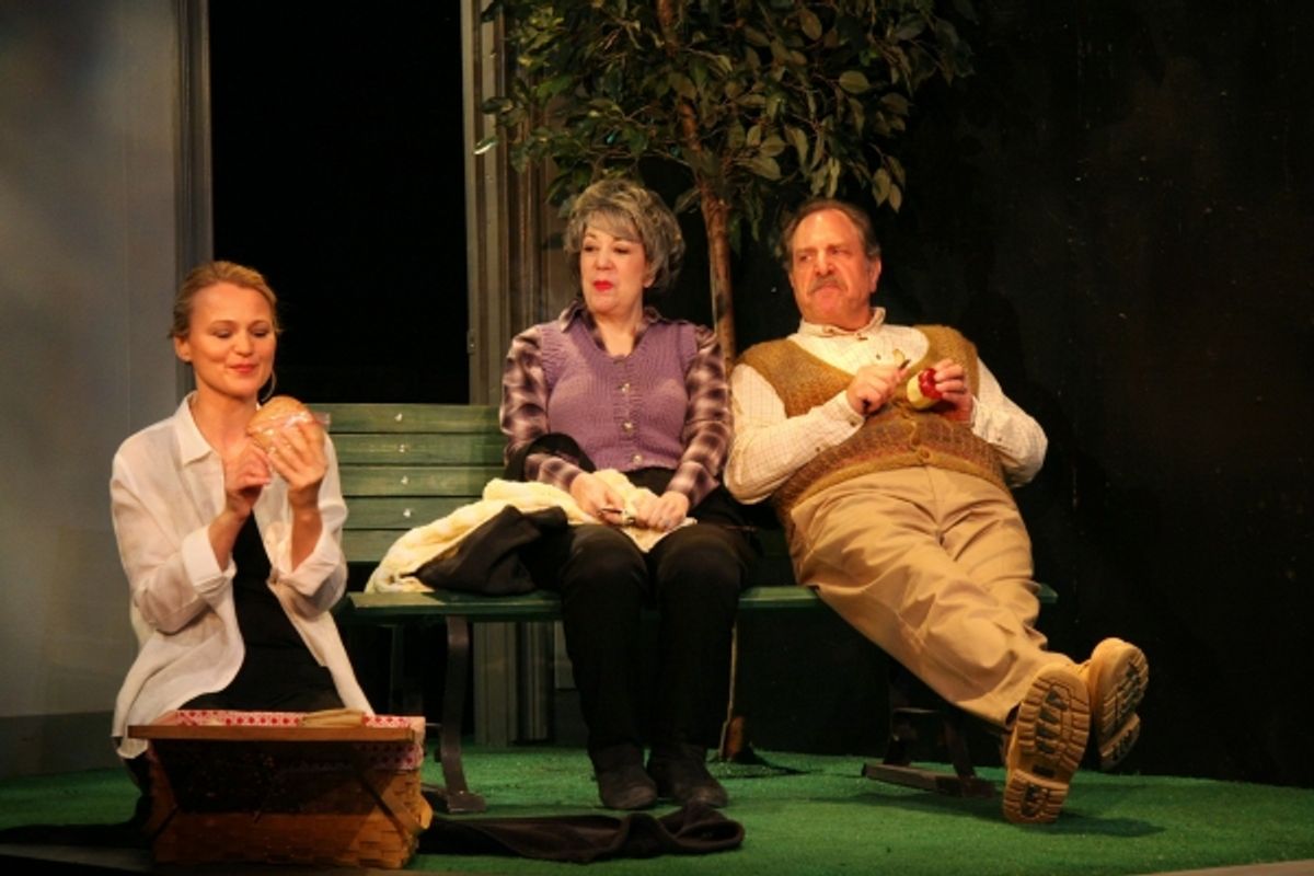 Alexis (Celia Schaefer) imagines picknicking with her parents (Gillien Goll and Bob Ari) at 