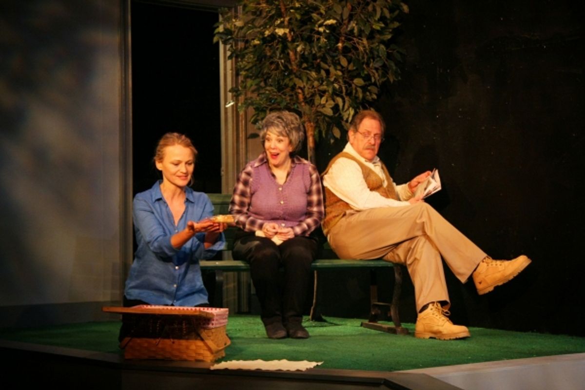 Alexis (Celia Schaefer) imagines picknicking with her parents (Gillien Goll and Bob Ari) at 