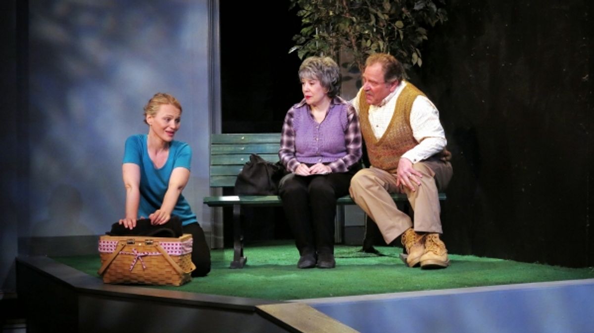 Alexis (Celia Schaefer) imagines picknicking with her parents (Gillien Goll and Bob Ari) at 
