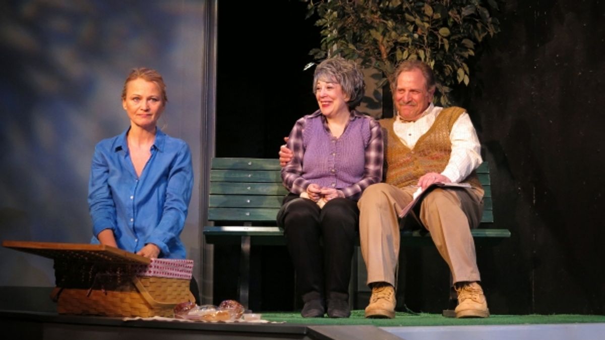 Alexis (Celia Schaefer) imagines picknicking with her parents (Gillien Goll and Bob Ari) at 