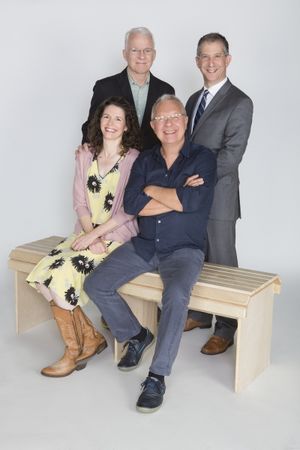 (clockwise, from top left) Co-creator Steve Martin, Old Globe Artistic Director Barry Photo