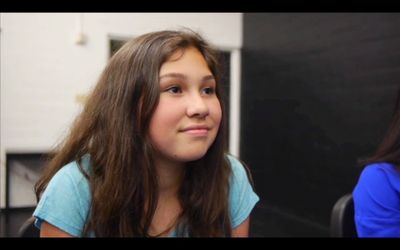 Student Lauren Santana listens as Beth Leavel gives advice on pursuing theatre as a c Photo