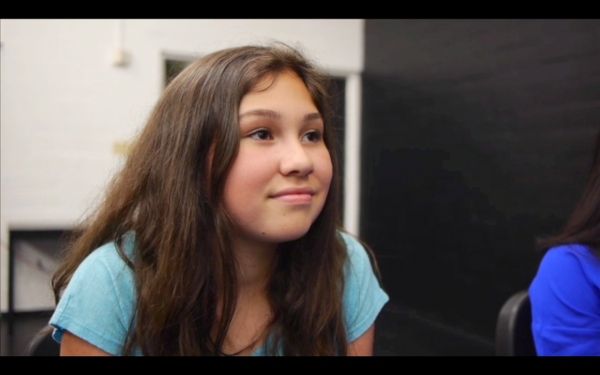 Student Lauren Santana listens as Beth Leavel gives advice on pursuing theatre as a c Photo