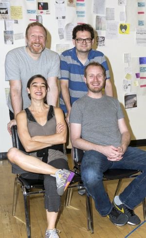 Hunter Bell, Composer and Lyricist Eli Bolin, Director and book-writer Lee Overtree and Choreographer Monica Bill Barnes @ BroadwayWorld Hunter Bell, Composer and Lyricist Eli Bolin, Director and book-writer Lee Overtree a Photo