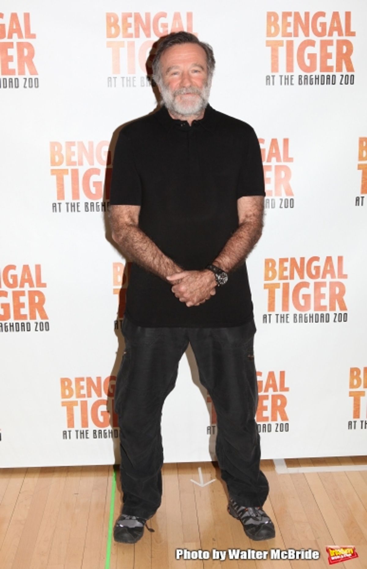 Robin Williams.attend the ''Bengal Tiger at The Baghdad Zoo'' Meet & Greet during Rehearsals at The New 42nd Street Studios in New York City. at 