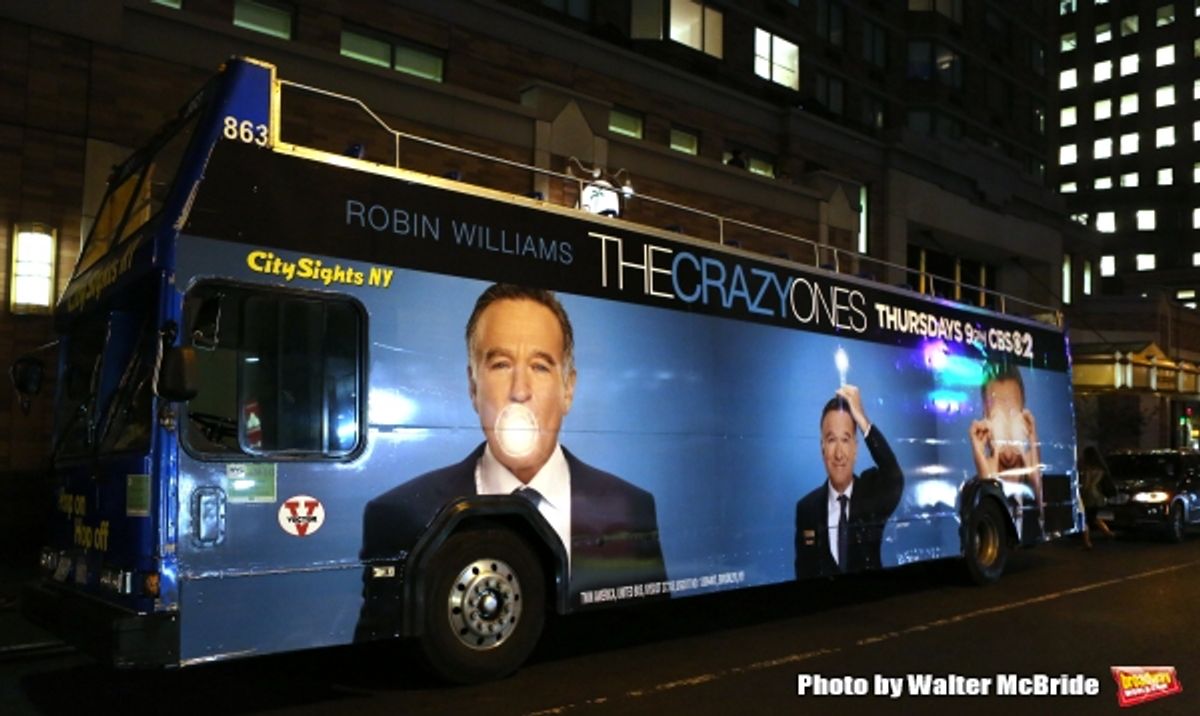 Bus Billboard for Robin Williams starring in the CBS Comedy ''The Crazy Ones''  on November 29, 2013 in New York City. at 