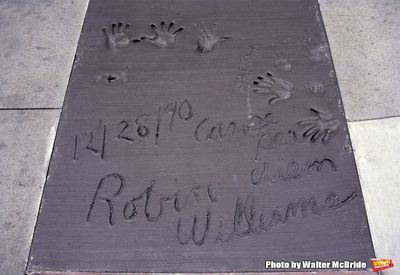 Robin Williams'' handprints at Disney MGM in Orlando, Florida. Photo