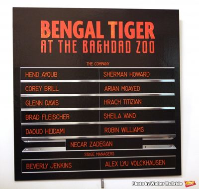 Lobby Cast Board at the Broadway Opening Night Curtain Call for ''Bengal Tiger at the Photo