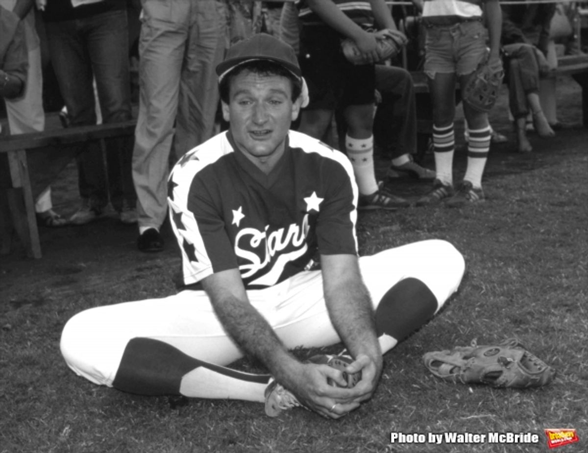 Robin Williams at Dadgers Stadium on September 10, 1990 in Los Angeles, California. at 