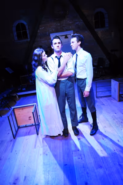 Emily Chelsea as Wendla, Nick Eiter as Melchior and Austyn Myers as Moritz Photo