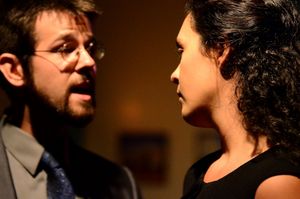 Dillon Medina as Brutus and Sarah Leach as Portia @ BroadwayWorld Dillon Medina as Brutus and Sarah Leach as Portia Photo