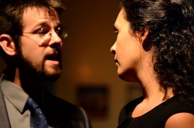 Dillon Medina as Brutus and Sarah Leach as Portia Photo