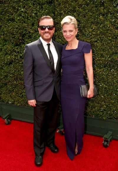 66th ANNUAL PRIMETIME EMMY AWARDS -- Pictured: (l-r) Actor/comedian Ricky Gervais and Photo