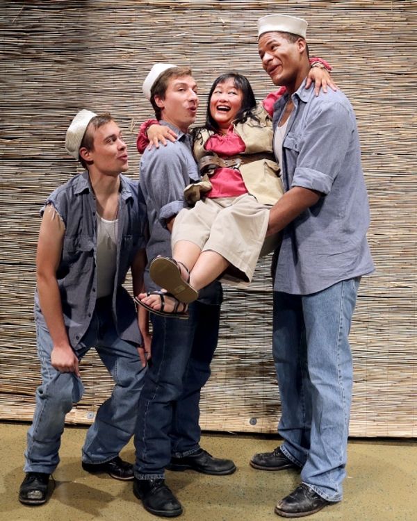 Eric Deutz as Luther Billis, Eric Sharp, Patricia Uy-Westlund as Bloody Mary, and DeM Photo