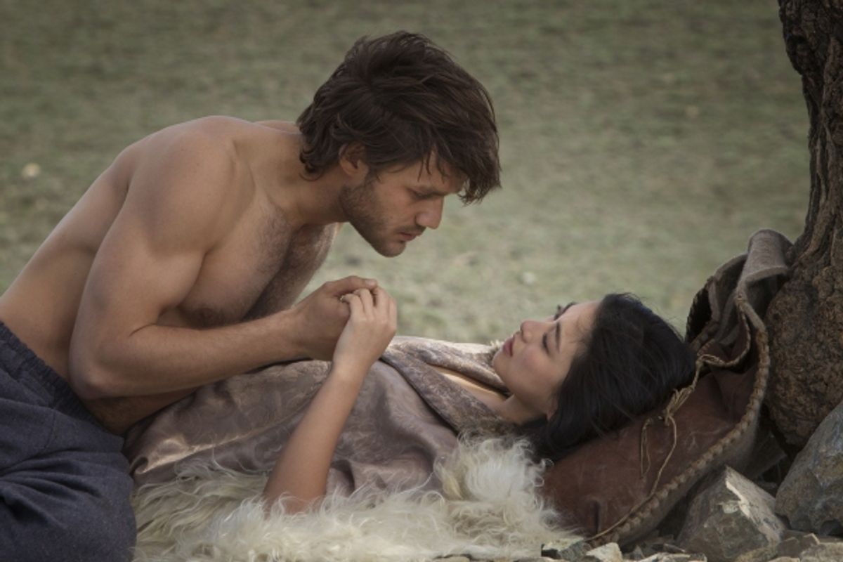 Lorenzo Richelmy (L) and Zhu Zhu (R) in a scene from Netflix''s ''Marco Polo.'' Photo Credit: Phil Bray for Netflix.  at 