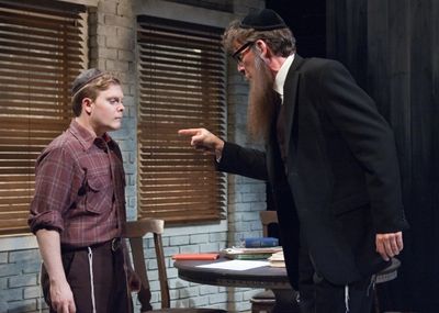  (Alex Weisman, left) faces the disapproval of his father (Lawrence Grimm)  Photo