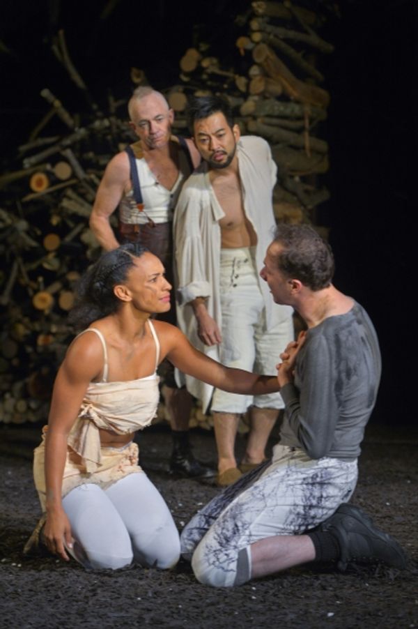 (clockwise from left) Tristan Cunningham as Hermia, Danny Scheie as Puck, Daisuke Tsu Photo