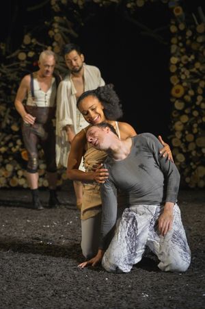 Danny Scheie as Puck, Daisuke Tsuji as Oberon, Tristan Cunningham as Hermia, and Nicholas Pelczar as Demetrius @ BroadwayWorld Danny Scheie as Puck, Daisuke Tsuji as Oberon, Tristan Cunningham as Hermia, and Nich Photo