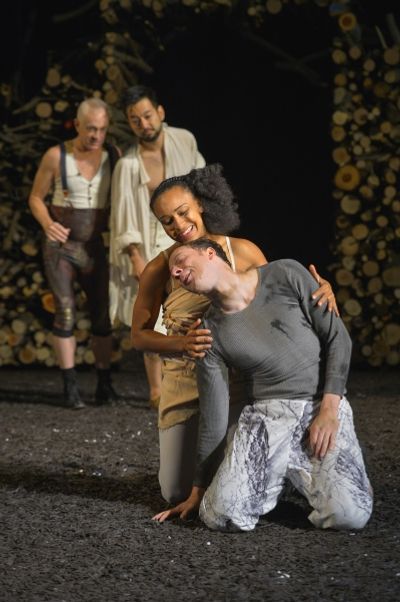 Danny Scheie as Puck, Daisuke Tsuji as Oberon, Tristan Cunningham as Hermia, and Nich Photo