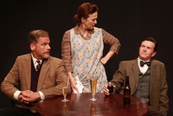 George Bourne (Joe Kirkendall), Nora Shattock (Celeste Roberts), and Chorley Banniste Photo