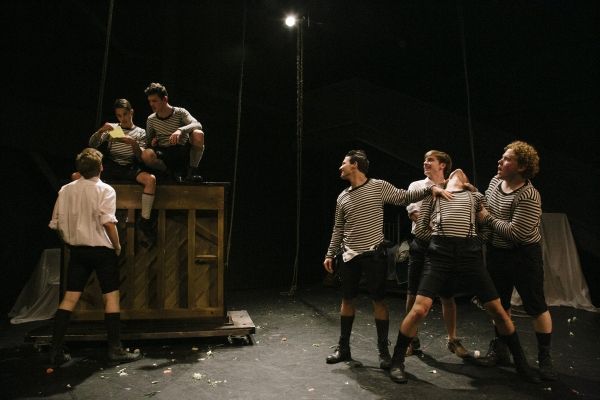 Daniel David Stewart (back to camera), Joseph Haro, Joshua Castille, Miles Barbee, Se Photo