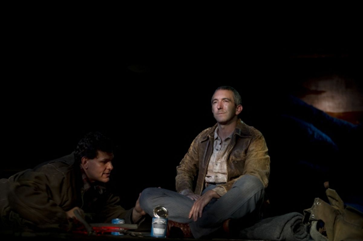 Leandro Cano as Lennie, Jarrod DiGiorgi as George at 