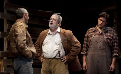 Jarrod DiGiorgi as George, Philip Winters as The Boss, and Leandro Cano as Lennie Photo