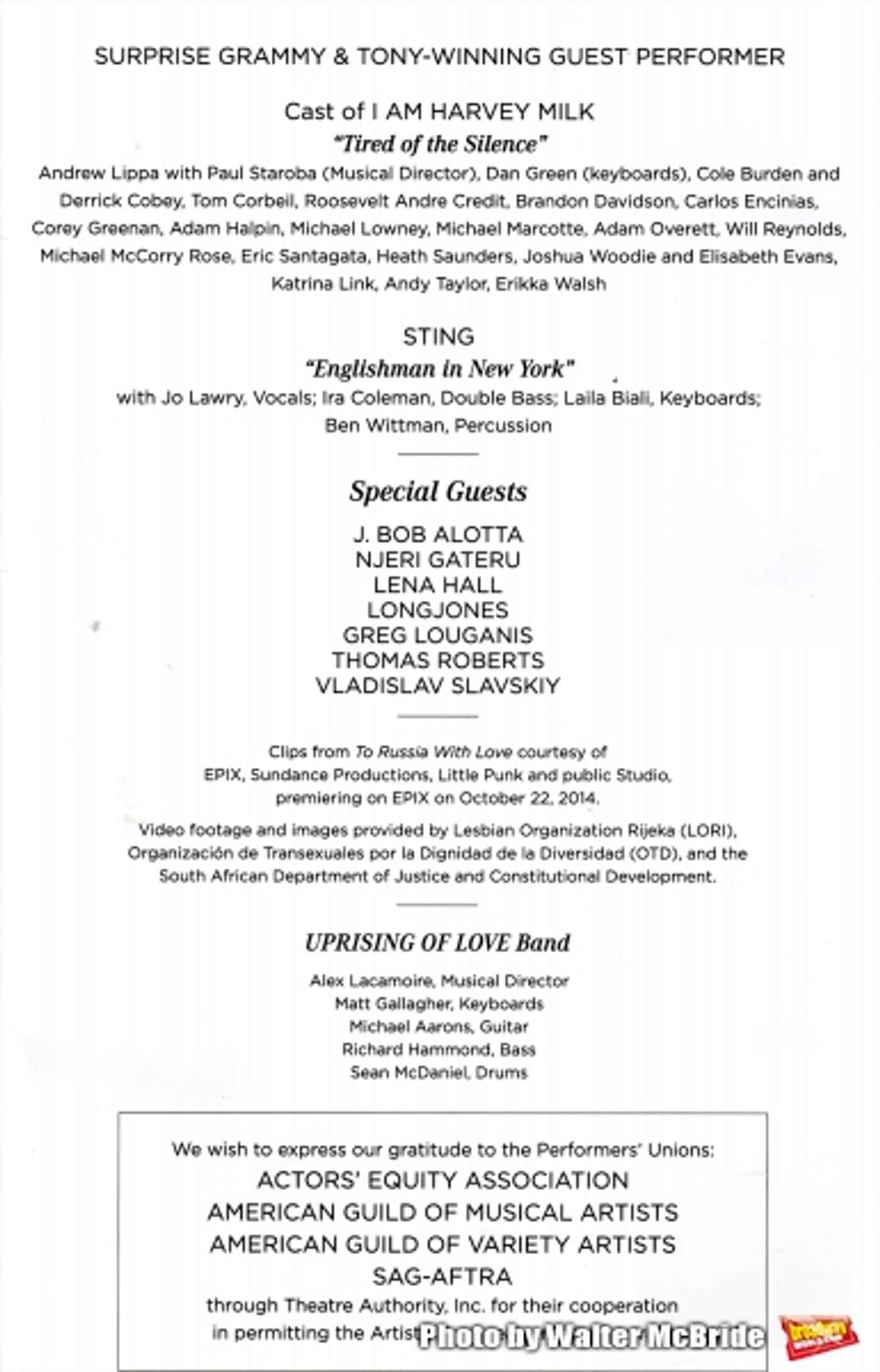 Photo Coverage: Broadway Sings for Global Equality - Inside UPRISING OF LOVE with Sting, LuPone, Porter & More! Photo Coverage: Broadway Sings for Global Equality - Inside UPRISING OF LOVE with Sting, LuPone, Porter & More! Image