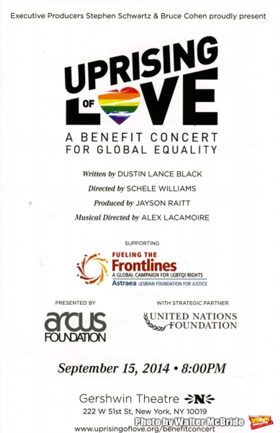 Photo Coverage: Broadway Sings for Global Equality - Inside UPRISING OF LOVE with Sting, LuPone, Porter & More! Image