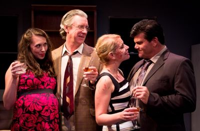 Jess Hughes, Huck Huckaby, Molly Karrasch, and Brian Coughlin in TIME STANDS STILL.   Photo