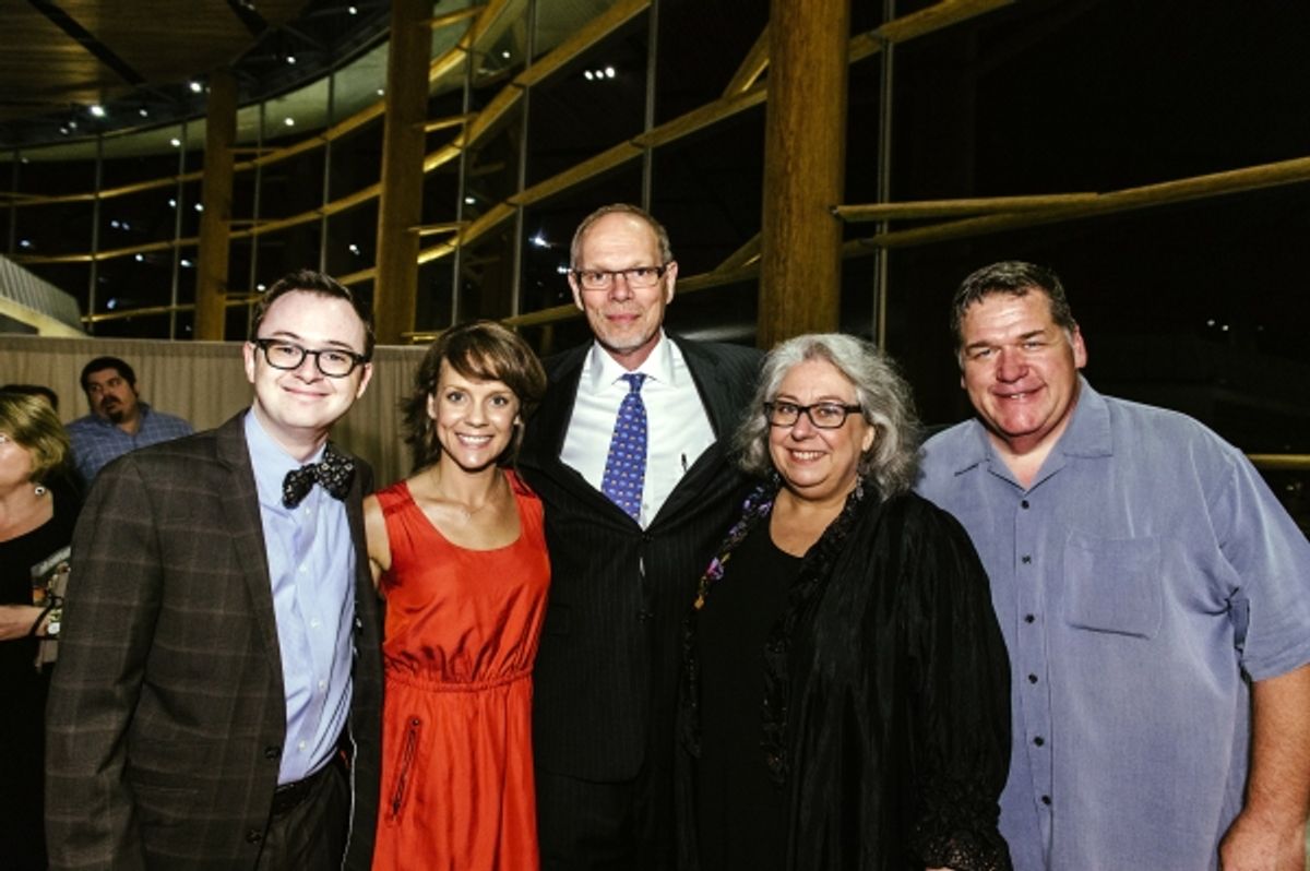 Executive Producer Edgar Dobie (center) with the cast of THE SHOPLIFTERS at 