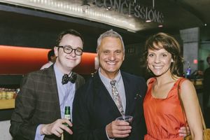 Playwright Morris Panych (center) with cast members Adi Stein (Dom) and Jenna Sokolow Photo