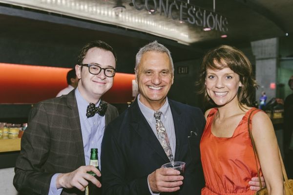 Playwright Morris Panych (center) with cast members Adi Stein (Dom) and Jenna Sokolow Photo