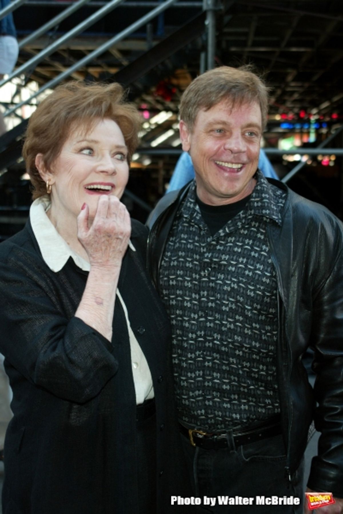 Polly Bergen and Mark Hamill attending The 12th Annual Toys R Us presents BROADWAY ON BROADWAY Free Concert in Times Square, New York City.  September 7, 2003  at 