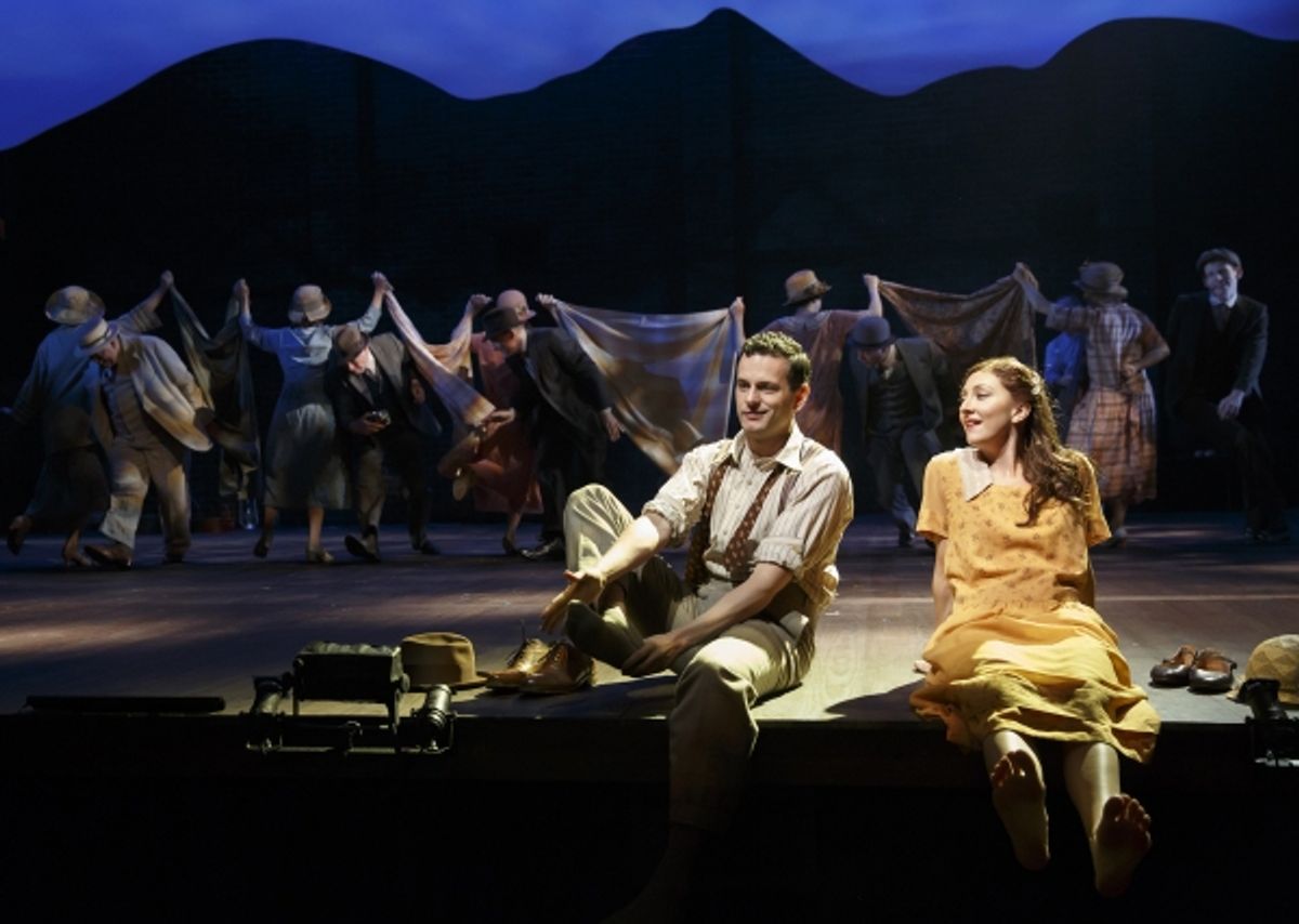 Wayne Alan Wilcox as Jimmy Ray Dobbs and Carmen Cusack as Alice Murphy with the cast at 