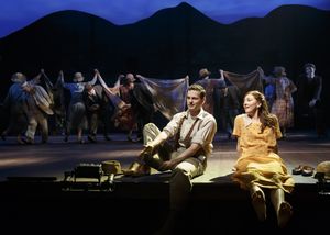Wayne Alan Wilcox as Jimmy Ray Dobbs and Carmen Cusack as Alice Murphy with the cast Photo