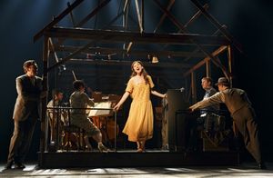 (foreground) Carmen Cusack as Alice Murphy with (from left) Scott Wakefield and Joe Jung and the orchestra @ BroadwayWorld (foreground) Carmen Cusack as Alice Murphy with (from left) Scott Wakefield and Joe J Photo
