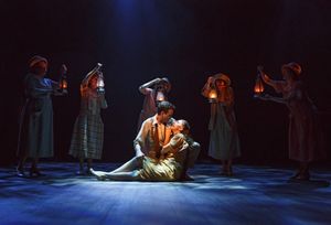 Wayne Alan Wilcox as Jimmy Ray Dobbs and Carmen Cusack as Alice Murphy with the cast Photo
