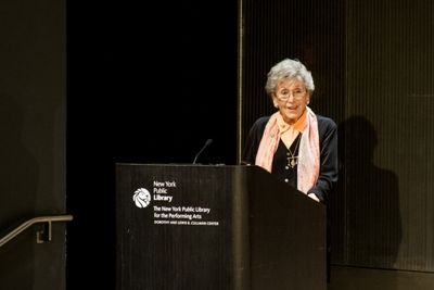 Betty Corwin welcomes guests, League of Professional Theatre Women (LPTW) members and Photo