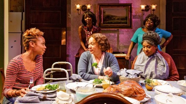 Front row: SHERIA IRVING, S. EPATHA MERKERSON, and ELAIN GRAHAM; Back row: SHARON WAS Photo
