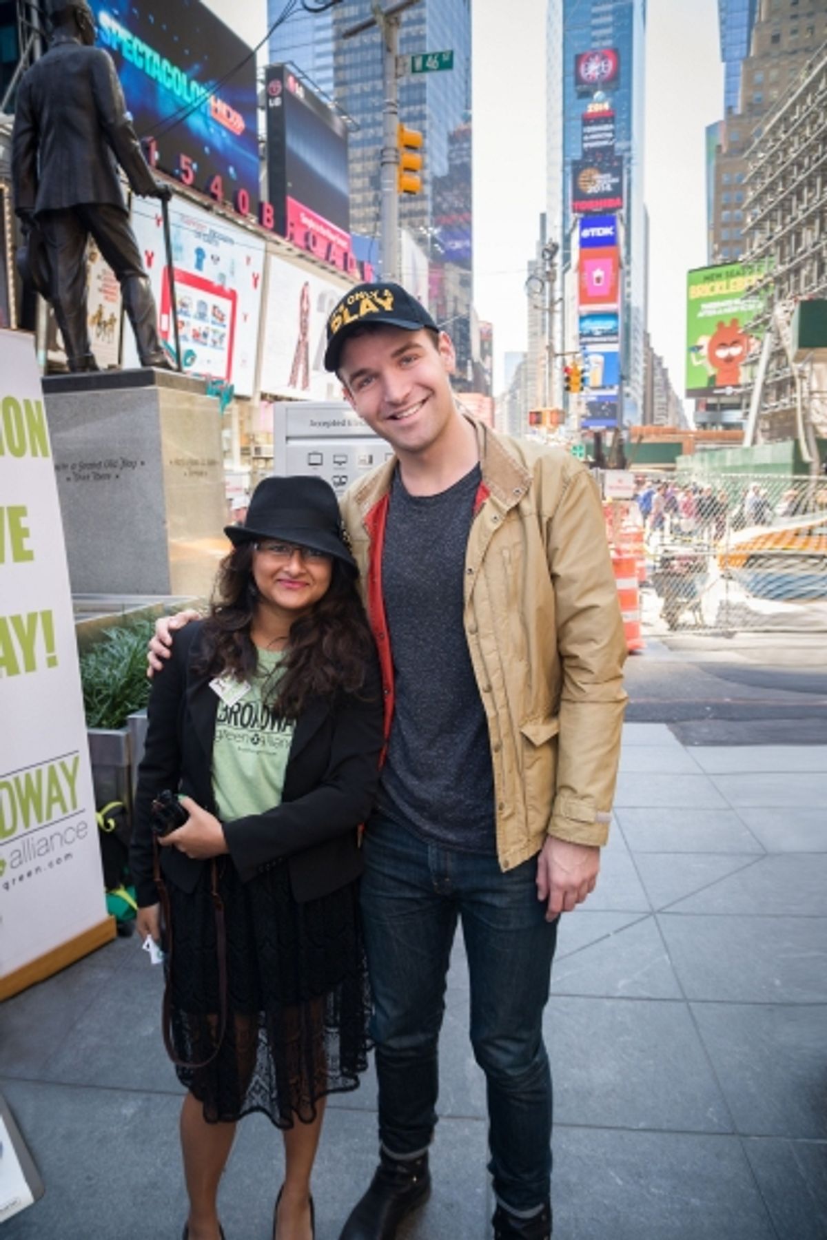 IT''S ONLY A PLAY cast member Micah Stock with Broadway Green AllianceÃ¢â‚¬â„¢s Marisha Phakker. at 