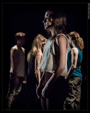 Molly Johnson, foreground; background, L - R, Brendan Wyatt, Miriah Brennan, Danielle Photo