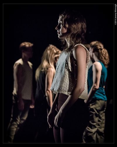 Molly Johnson, foreground; background, L - R, Brendan Wyatt, Miriah Brennan, Danielle Photo